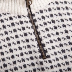 Strik sweater med kort lyn. 100% Ren Ny Uld. Tilbud