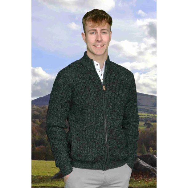 Irsk cardigan med uld - charcoal, TILBUD