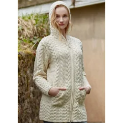 Kopi af Lang cardigan i 100% merinould, offwhite, TILBUD