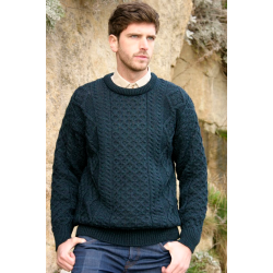 Sweater, 100% merinould, petrolgr�n - TILBUD