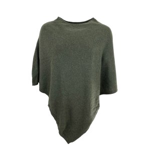 Poncho - m. merinould og cashmere. oliven, meleret. TILBUD
