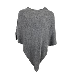 Poncho  - m. merinould og cashmere. grt, meleret. TILBUD