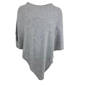 Poncho - m. merinould og cashmere. Lysegrt, meleret. TILBUD
