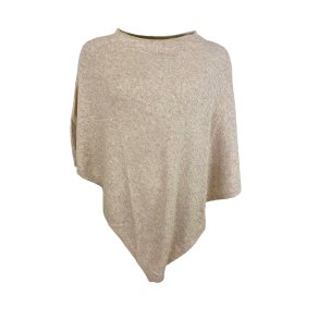 Poncho - m. merinould og cashmere. Lys sand, meleret. TILBUD
