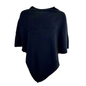 Poncho - m. merinould og cashmere. sort. TILBUD