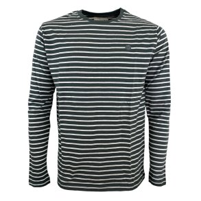 Langrmet T-shirt, ARMYGRN/HVID, bomuld - TILBUD