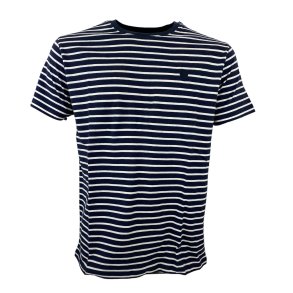 Kortrmet T-shirt, NAVY/HVID, bomuld - TILBUD