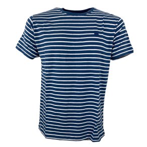 Kortrmet T-shirt, DENIMBL/HVID, bomuld - TILBUD