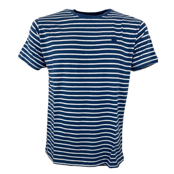 Kortrmet T-shirt, DENIMBL/HVID, bomuld - TILBUD