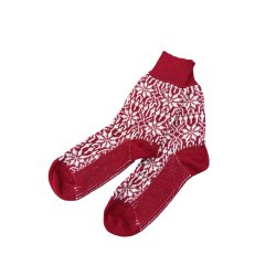 Sokker i 100% lammeuld, rd - kologisk. TILBUD