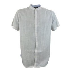 Kortrmet skjorte med kinakrave, bomuld og hr, TILBUD