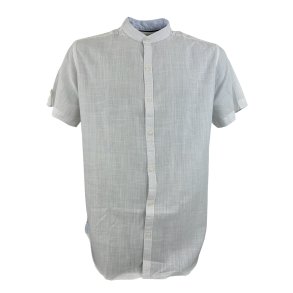 Kort�rmet skjorte med kinakrave, bomuld og h�r, TILBUD