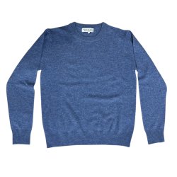 Bluse med 70% MERINO og 30%  CASHMERE, jeansbl, dame, TILBUD