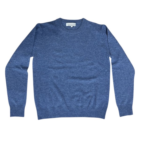 Bluse med 70% MERINO og 30%  CASHMERE, jeansbl, dame, TILBUD