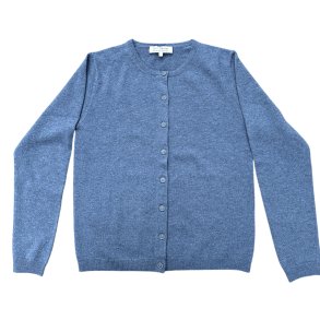 Cardigan, 100% merinould - lysebl - dame - jeansbl - TILBUD