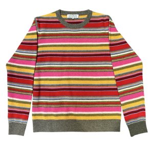 Bluse, 100% merinould - stribet - dame - TILBUD