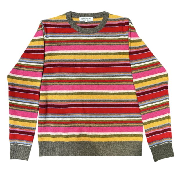 Bluse, 100% merinould - stribet - dame - TILBUD