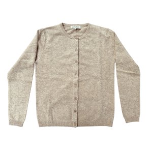 Cardigan, 100% merinould  - dame - sand - TILBUD