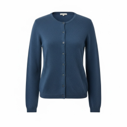 Cardigan, 100% merinould - dame - petrolbl� - TILBUD