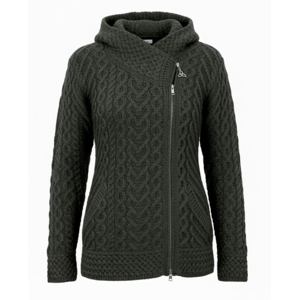 Cardigan, merinould. Army green,  TILBUD