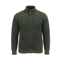 Cardigan, 100% merinould, armygr�n, TILBUD