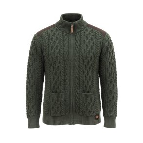 Cardigan, 100% merinould, armygr�n, TILBUD