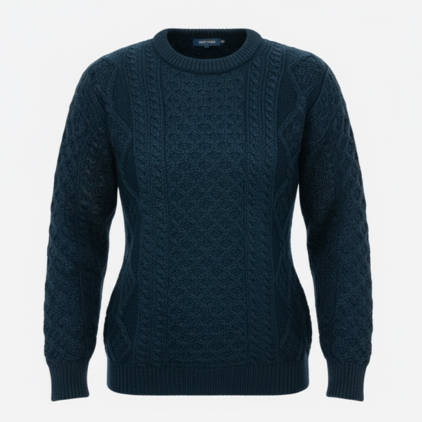 Sweater, 100% merinould - petrolgr�n - TILBUD
