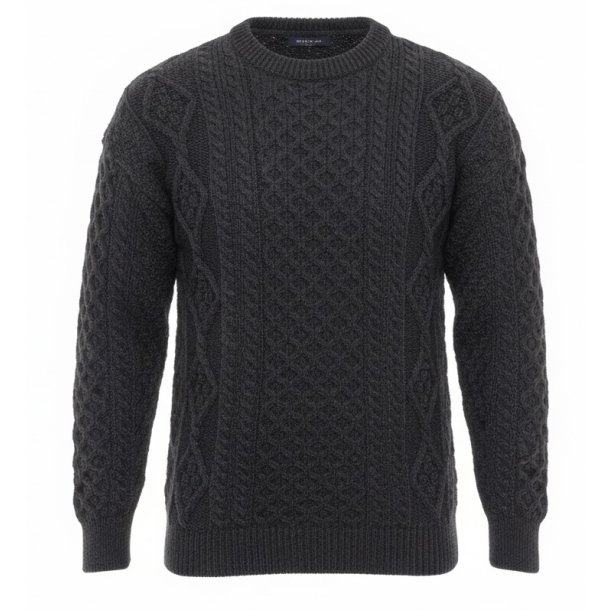Sweater, 100% merinould, charcoal - TILBUD