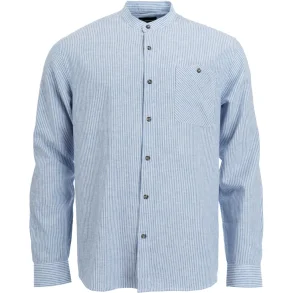 Lang�rmet skjorte med h�r og bomuld, kinakrave - Finesmekker, TILBUD