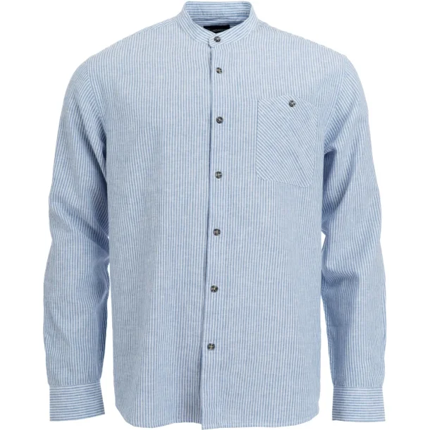 Lang�rmet skjorte med h�r og bomuld, kinakrave - Finesmekker, TILBUD