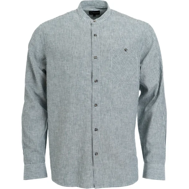 Lang�rmet skjorte med h�r og bomuld, kinakrave - Finesmekker, TILBUD