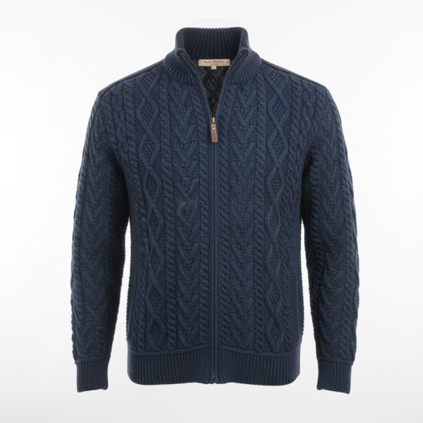 Cardigan, 100% merinould, bl�, TILBUD