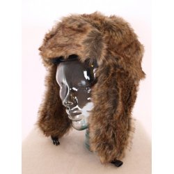 Pelshat, fakefur, brunmeleret