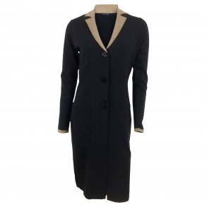 Lang cardigan, koks m. bomuld TILBUD