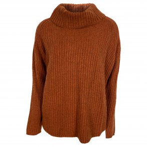 Bluse med rullekrave, 100% camel uld. TILBUD