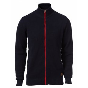 Erik zip - smart cardigan i 100% bomuld med kulrt lynls