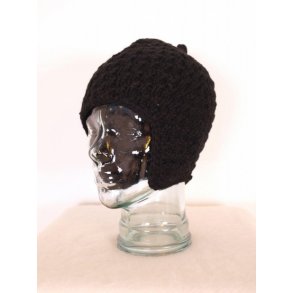 Hue, 100% Ren Ny Uld, hndstrik, sort