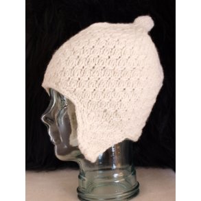 Rhvid uldhue med reklap