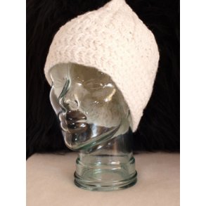 Rhvid hndstrikket hue, 100% Ren Ny Uld