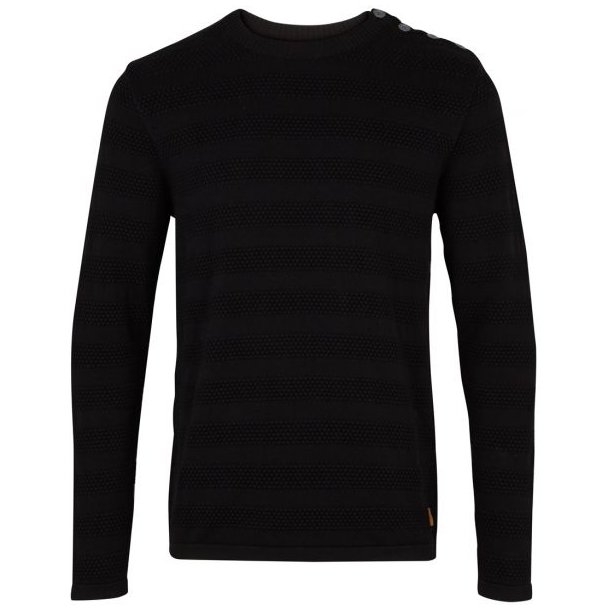 Keld plain black- smart pullover i 100% bomuld fra Kronstadt