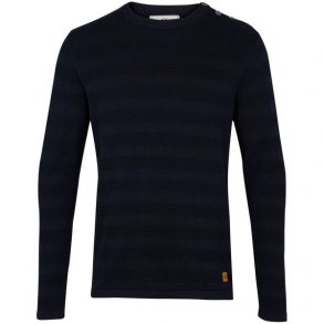 Keld plain navy - smart pullover i 100% bomuld fra Kronstadt