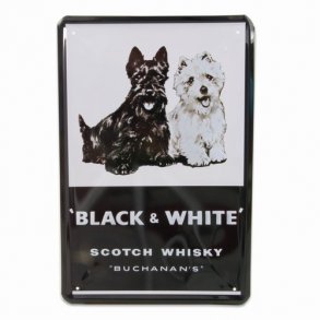 metalskilt BLACK & WHITE 20X30 cm