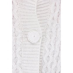 Strikket poncho / slag med knapper. Klassisk hvid. Tilbud