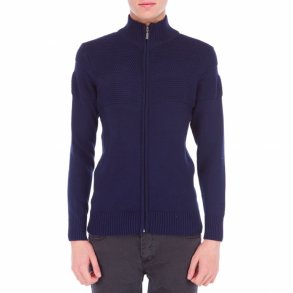 Smandsstrik marinebl  Nature cardigan i 100% bomuld. Tilbud