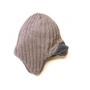 Hue 100% Ren Ny Uld med fleecefor og reklap, beige TILBUD