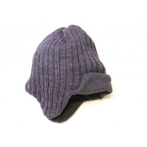 Hue 100% Ren Ny Uld med fleecefor og �reklap, gr�melange TILBUD