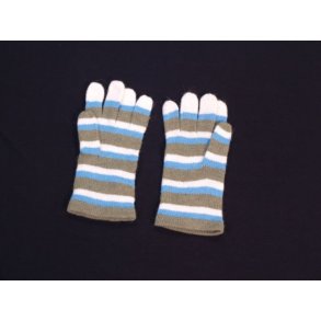 Finger handsker i uld med angora. Hvid bl, TILBUD