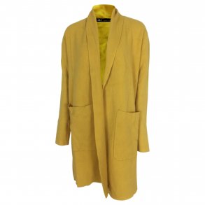 Lang cardigan m. viskose, bl�d kvalitet. TILBUD