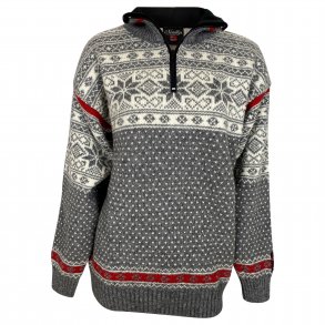 Norsk strik sweater m. fleece i nakken, kraftigere kvalitet, 100% Ren Ny Uld. TILBUD