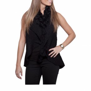 Sort strik vest med kanin